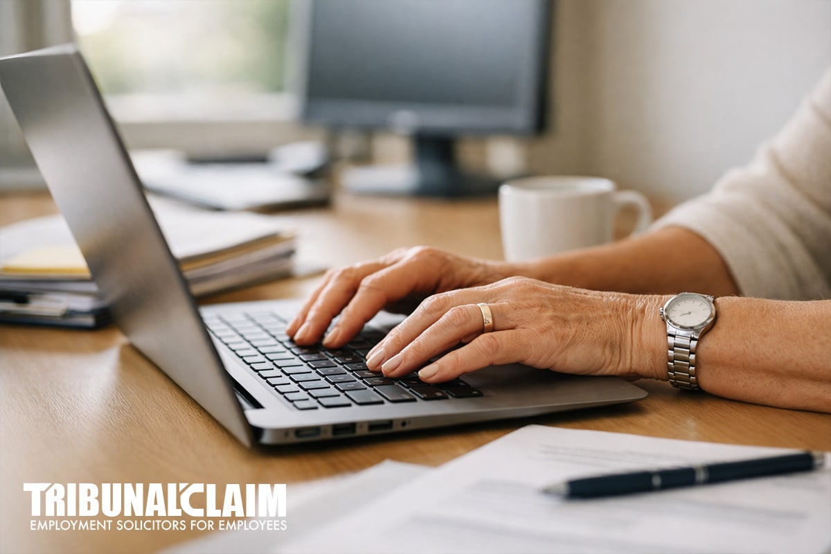 Experienced professional's hands typing confidently at a modern office desk