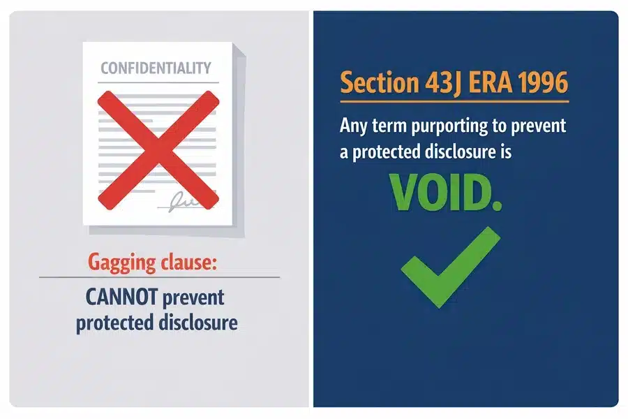 Explaining why gagging clauses in contracts cannot prevent a protected disclosure under section 43J ERA 1996