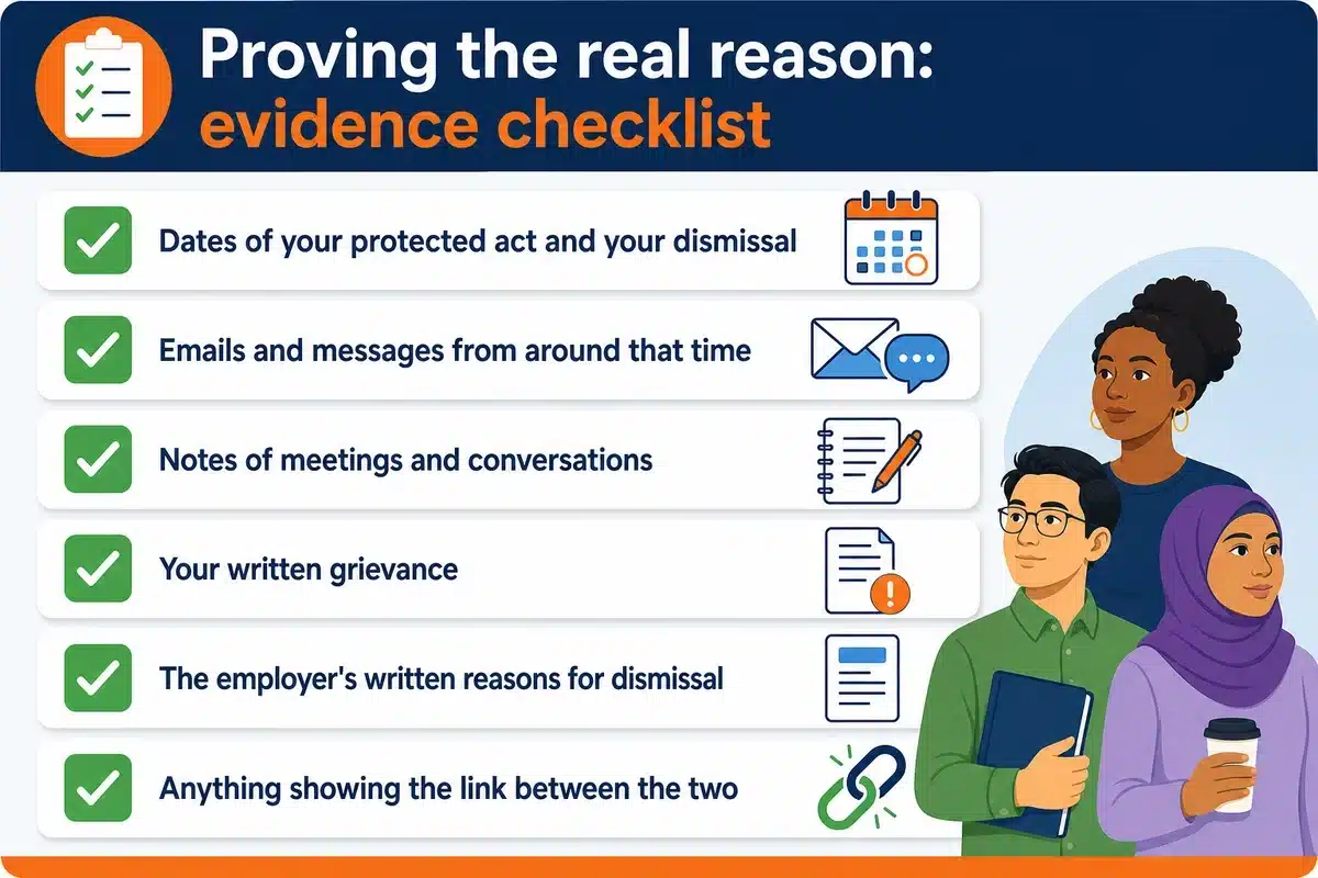Evidence checklist for proving the reason behind an automatic unfair dismissal