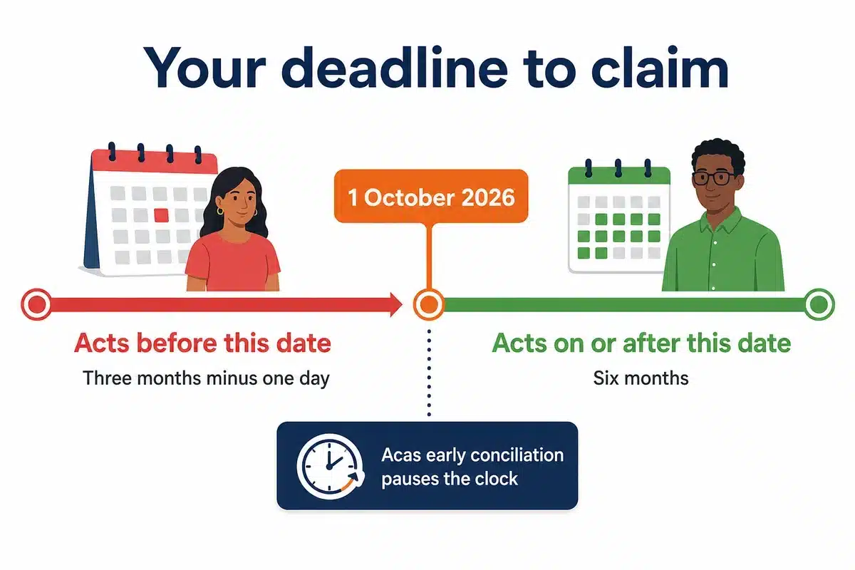 Employment tribunal time limits for discrimination claims before and after 1 October 2026